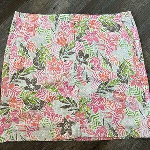 J. Jill Pink and Green Floral Mini Skirt
